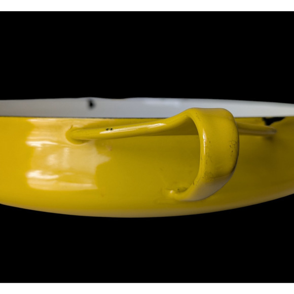 Vtg Dansk Designs Kobenstyle Yellow Enamel Steel Paella Round Pan 13" 1960s - Picture 16 of 16